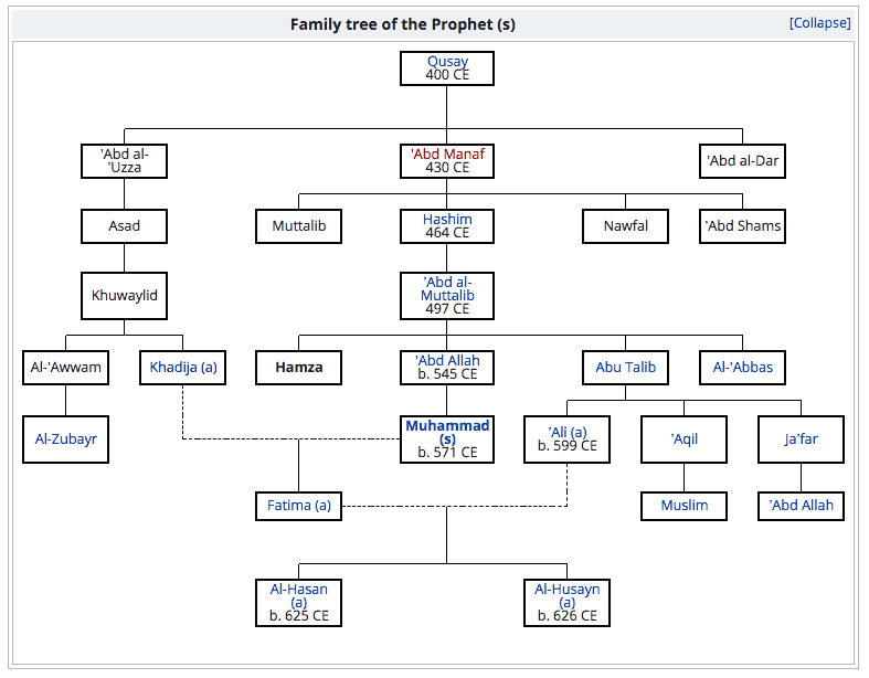 Family Tree of Holy Prophet SWS